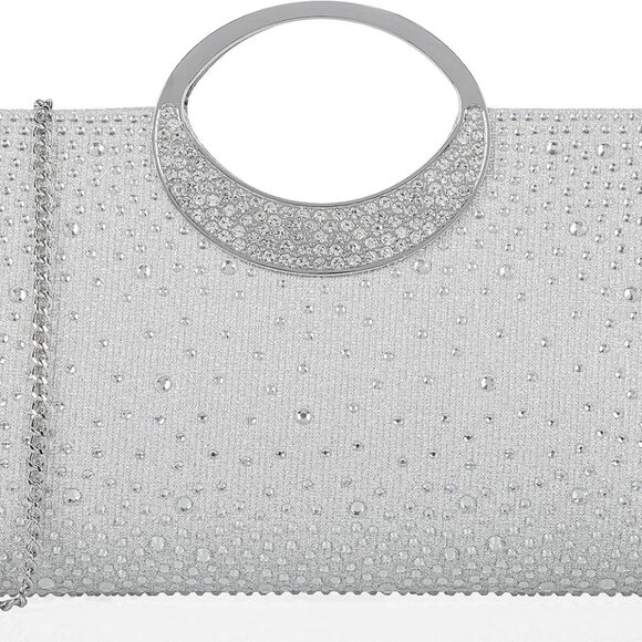 Dexmay Rhinestone Clutch Handbag with Crystal Handle for Wedding Party Elegant C - Picture 2 of 7